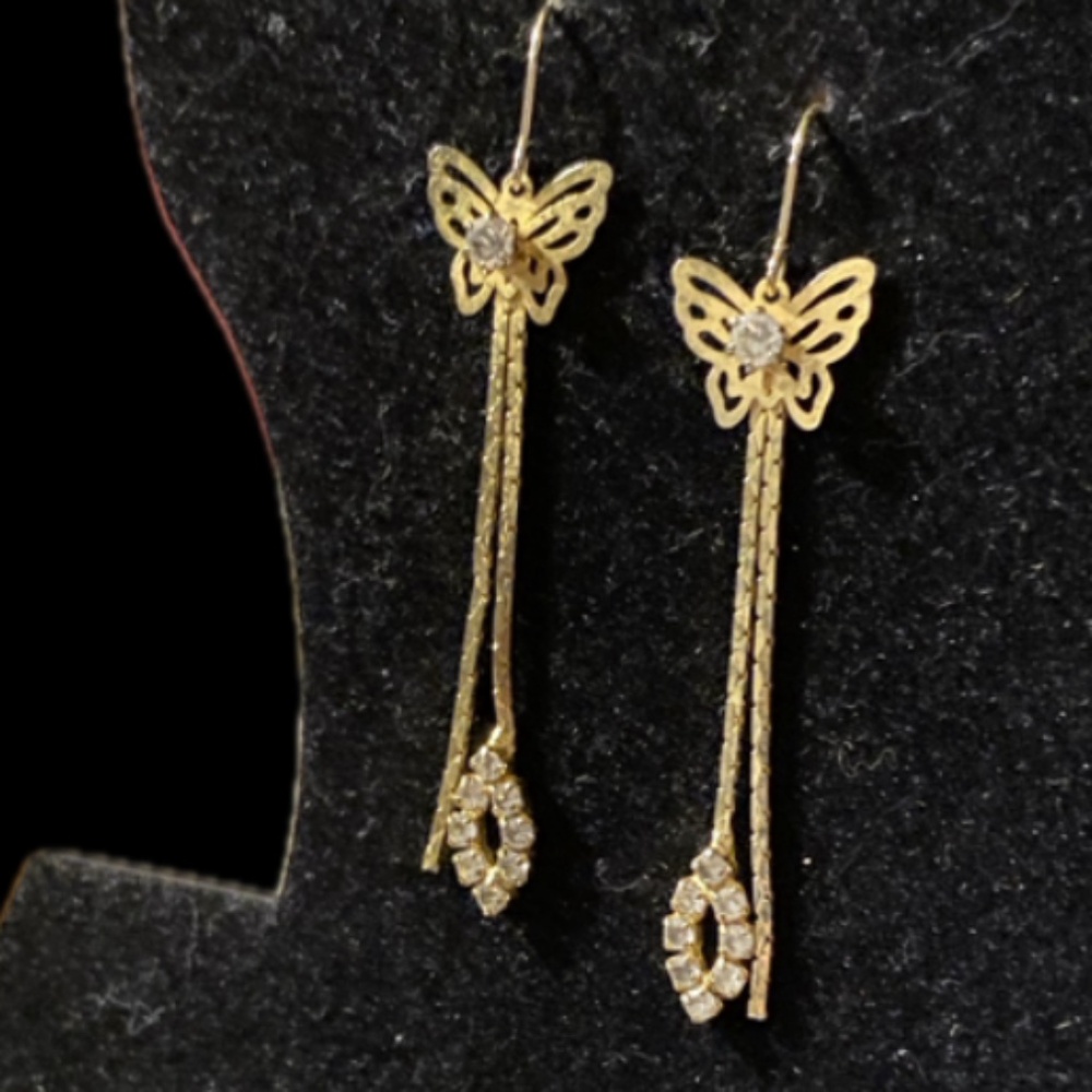 Gold Butterfly Earrings & Bracelet